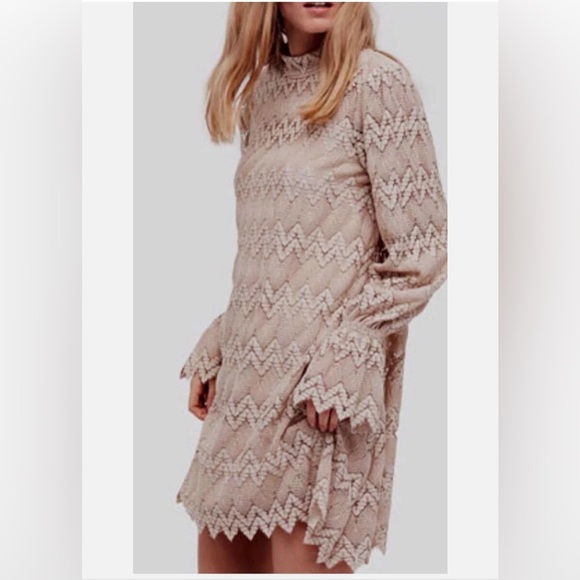FREE PEOPLE SIMONE MINI DRESS In Neutral COMBO XS - Picture 3 of 14